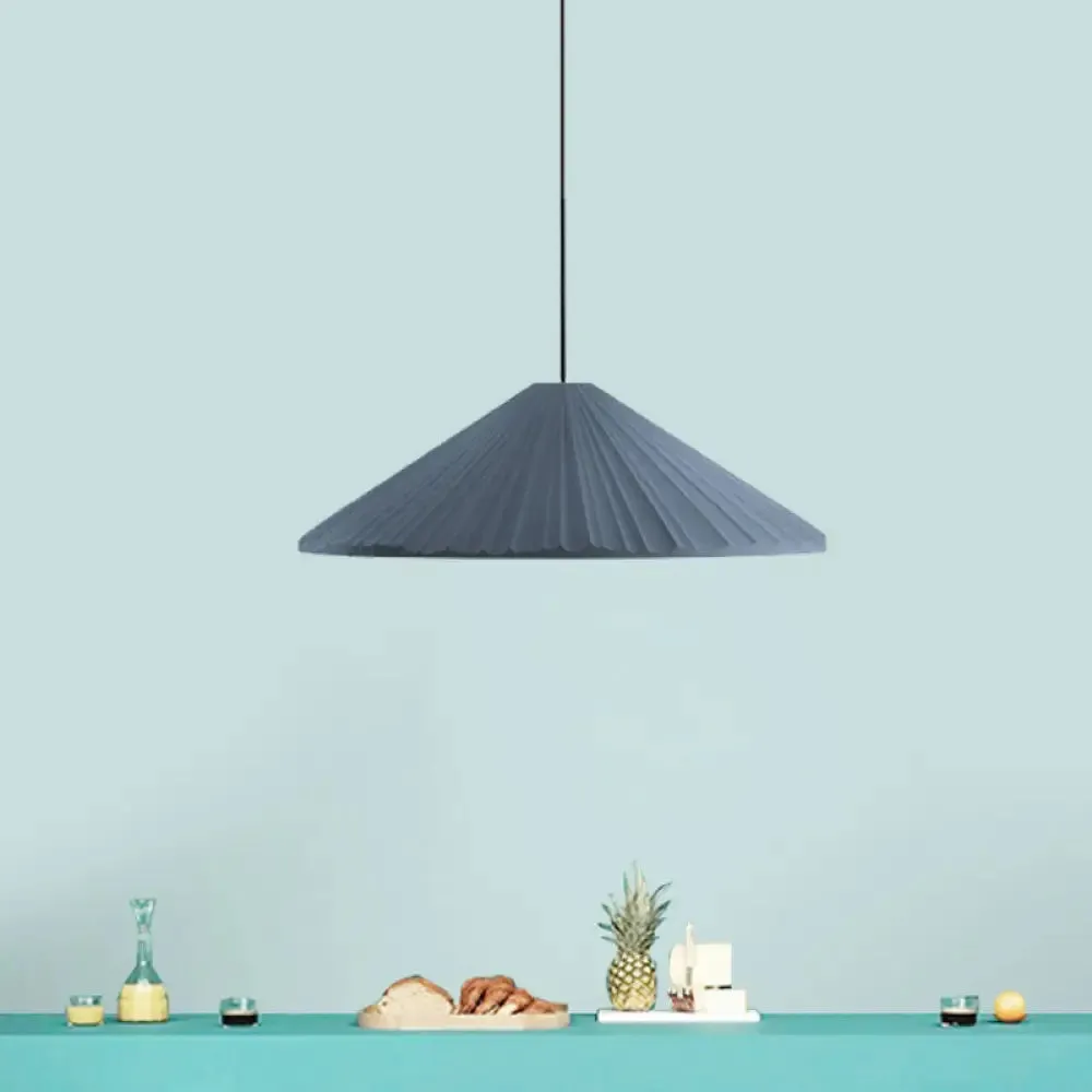 Nordic Style Ribbed Cone Pendant Light - White/Pink/Blue, 1 Light, Multiple Sizes - Living Room Hanging Lamp