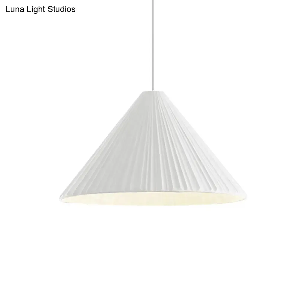 Nordic Style Ribbed Cone Pendant Light - White/Pink/Blue, 1 Light, Multiple Sizes - Living Room Hanging Lamp