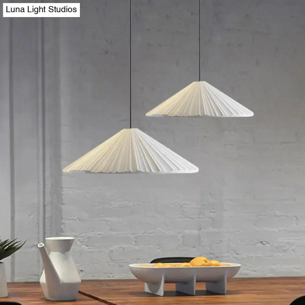 Nordic Style Ribbed Cone Pendant Light - White/Pink/Blue, 1 Light, Multiple Sizes - Living Room Hanging Lamp
