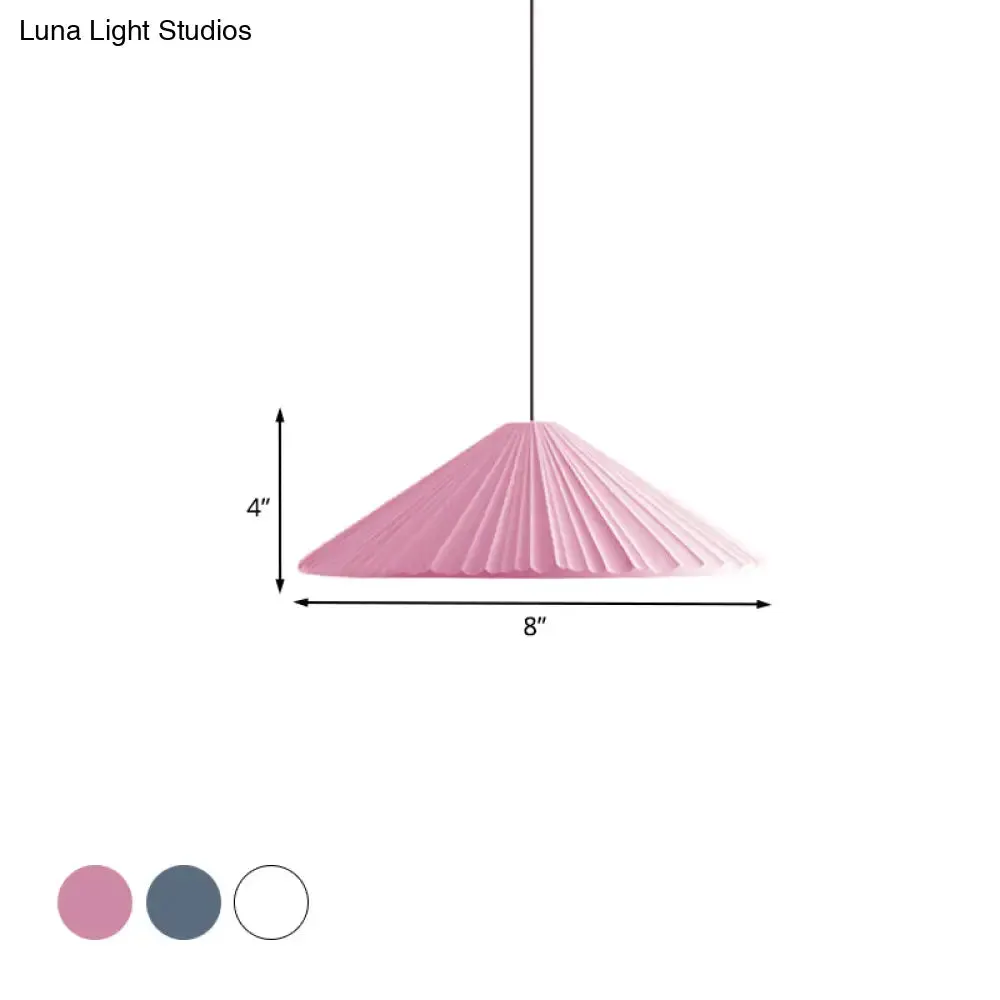 Nordic Style Ribbed Cone Pendant Light - White/Pink/Blue, 1 Light, Multiple Sizes - Living Room Hanging Lamp