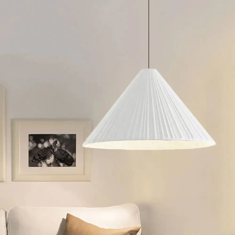 Nordic Style Ribbed Cone Pendant Light - White/Pink/Blue, 1 Light, Multiple Sizes - Living Room Hanging Lamp