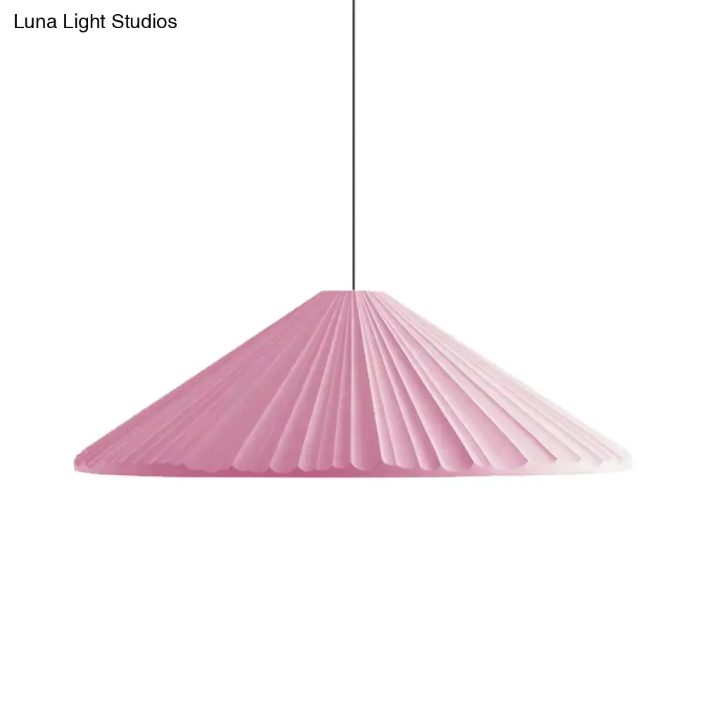 Nordic Style Ribbed Cone Pendant Light - White/Pink/Blue, 1 Light, Multiple Sizes - Living Room Hanging Lamp