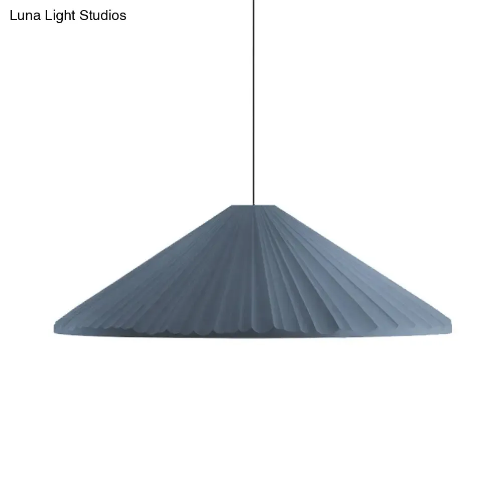 Nordic Style Ribbed Cone Pendant Light - White/Pink/Blue, 1 Light, Multiple Sizes - Living Room Hanging Lamp