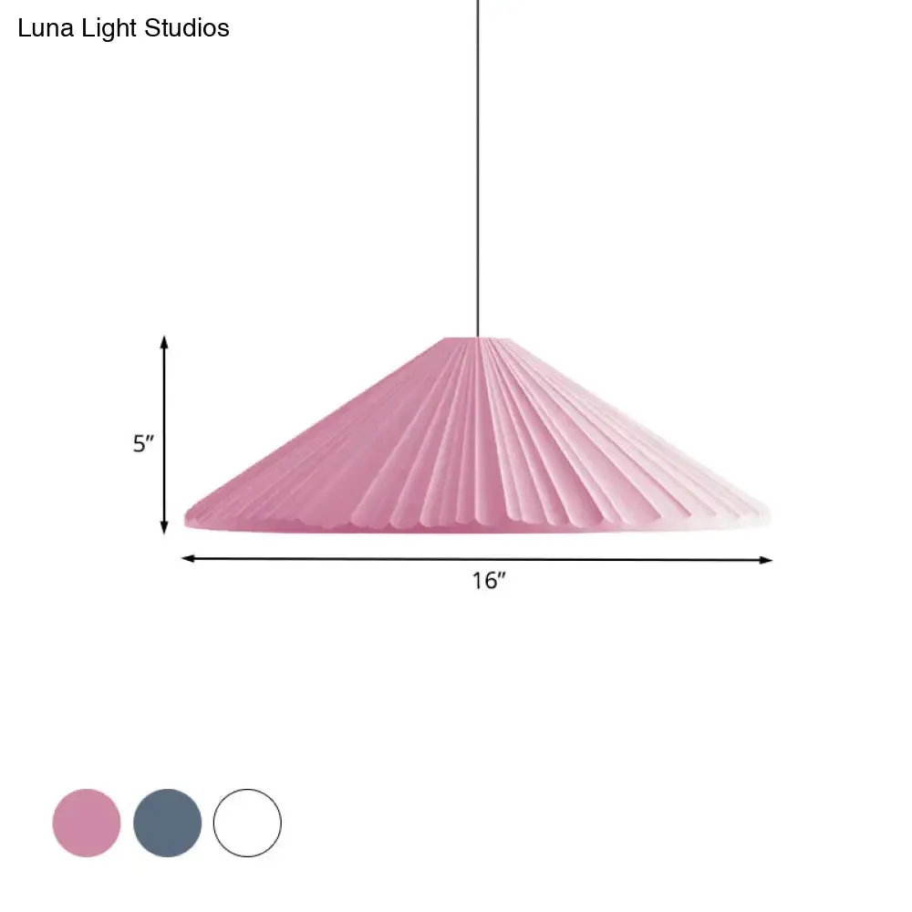 Nordic Style Ribbed Cone Pendant Light - White/Pink/Blue, 1 Light, Multiple Sizes - Living Room Hanging Lamp
