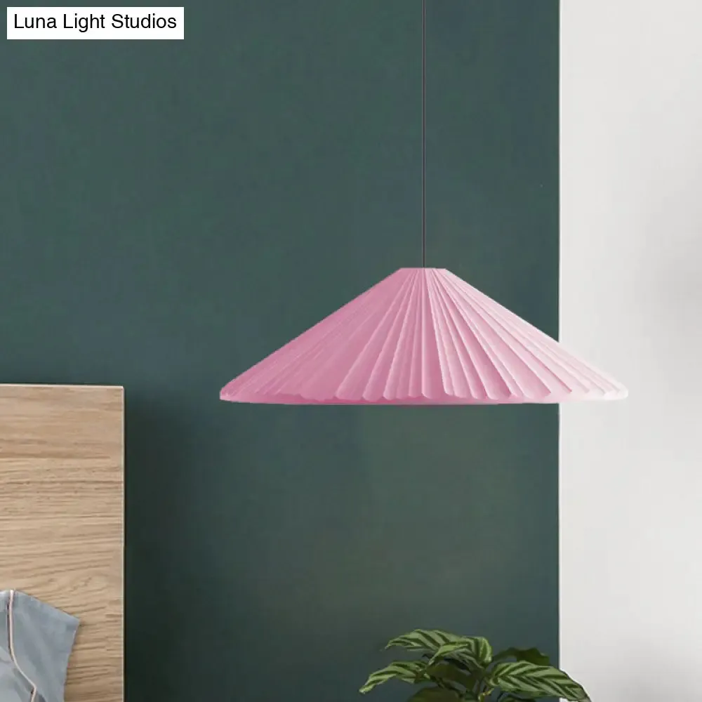 Nordic Style Ribbed Cone Pendant Light - White/Pink/Blue, 1 Light, Multiple Sizes - Living Room Hanging Lamp