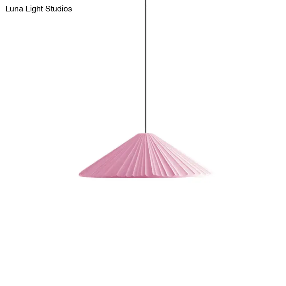 Nordic Style Ribbed Cone Pendant Light - White/Pink/Blue, 1 Light, Multiple Sizes - Living Room Hanging Lamp