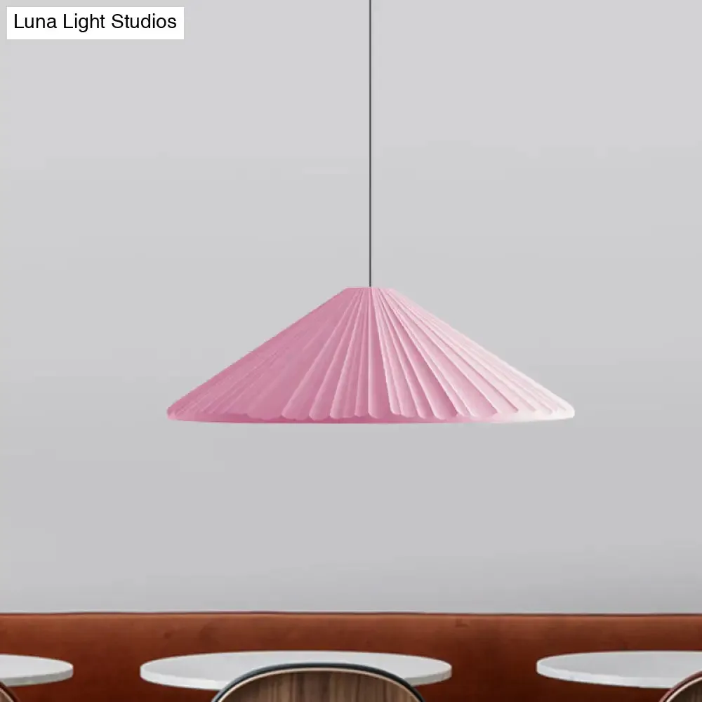 Nordic Style Ribbed Cone Pendant Light - White/Pink/Blue, 1 Light, Multiple Sizes - Living Room Hanging Lamp
