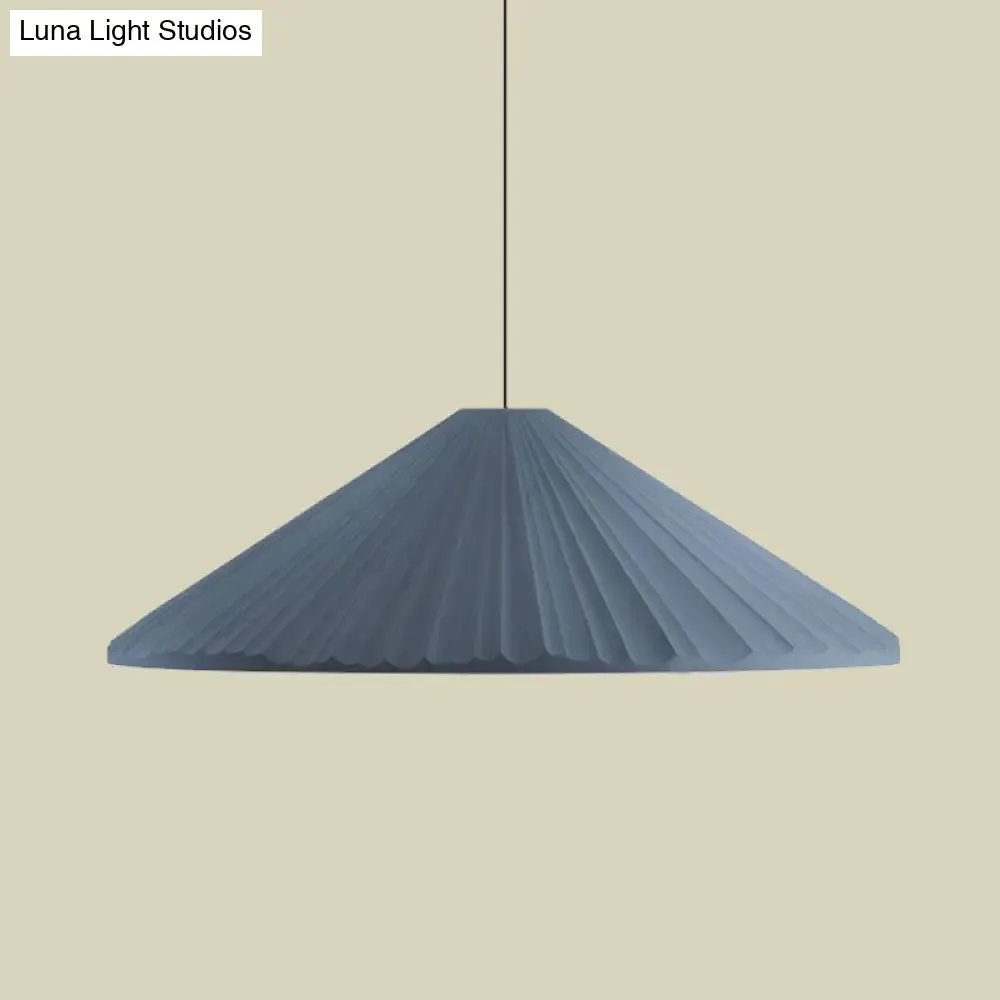 Nordic Style Ribbed Cone Pendant Light - White/Pink/Blue, 1 Light, Multiple Sizes - Living Room Hanging Lamp