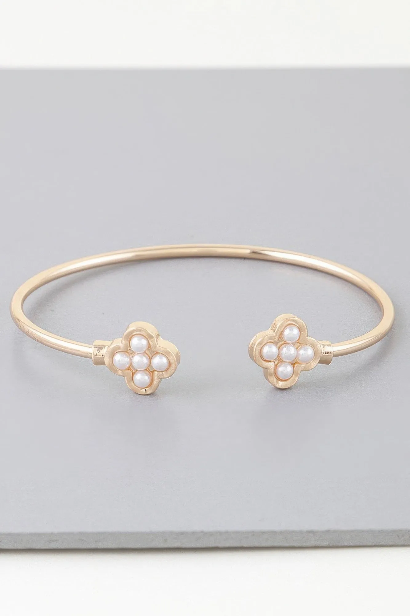 Open Pearled Clover Bracelet