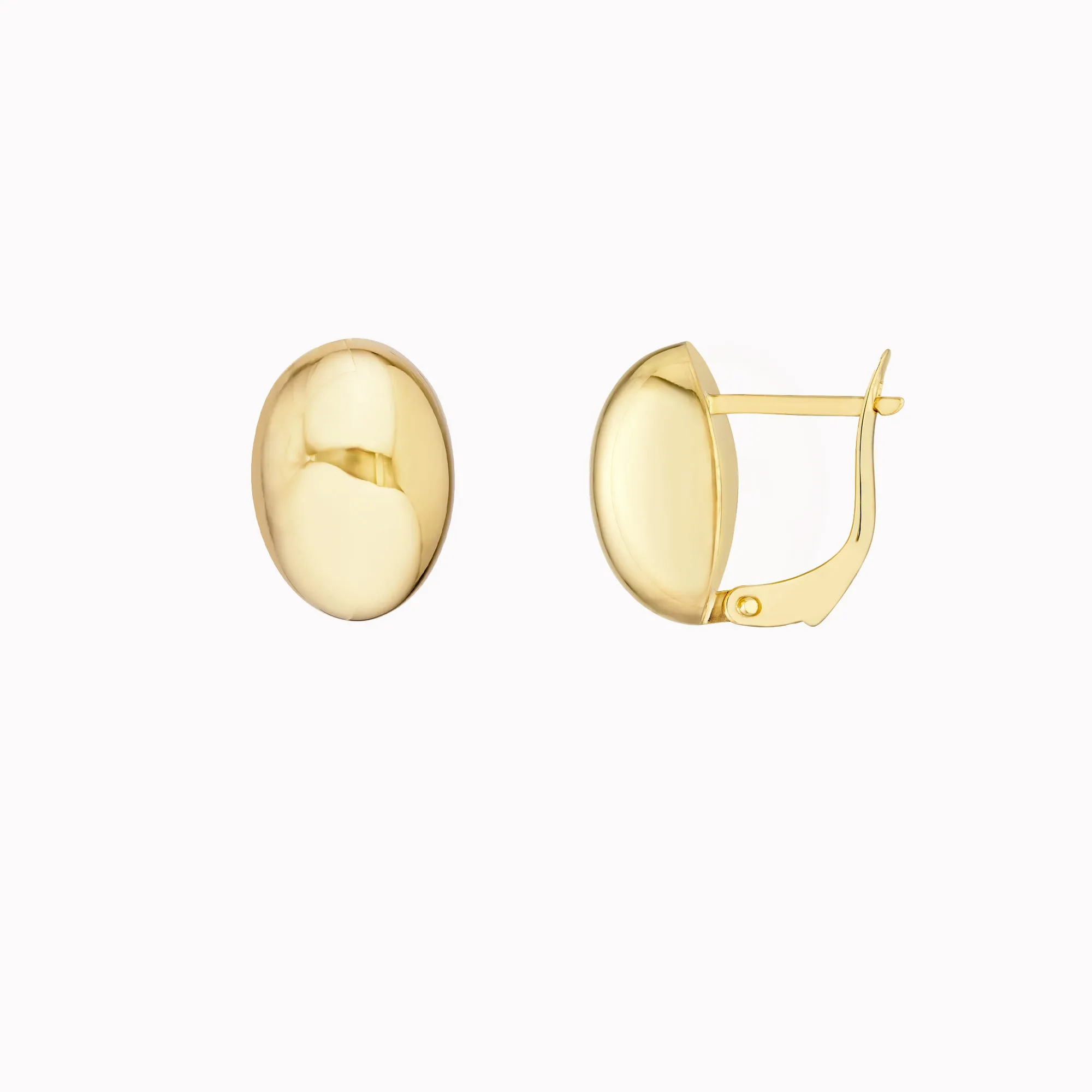 Oval Omega Puff Button Stud Earrings