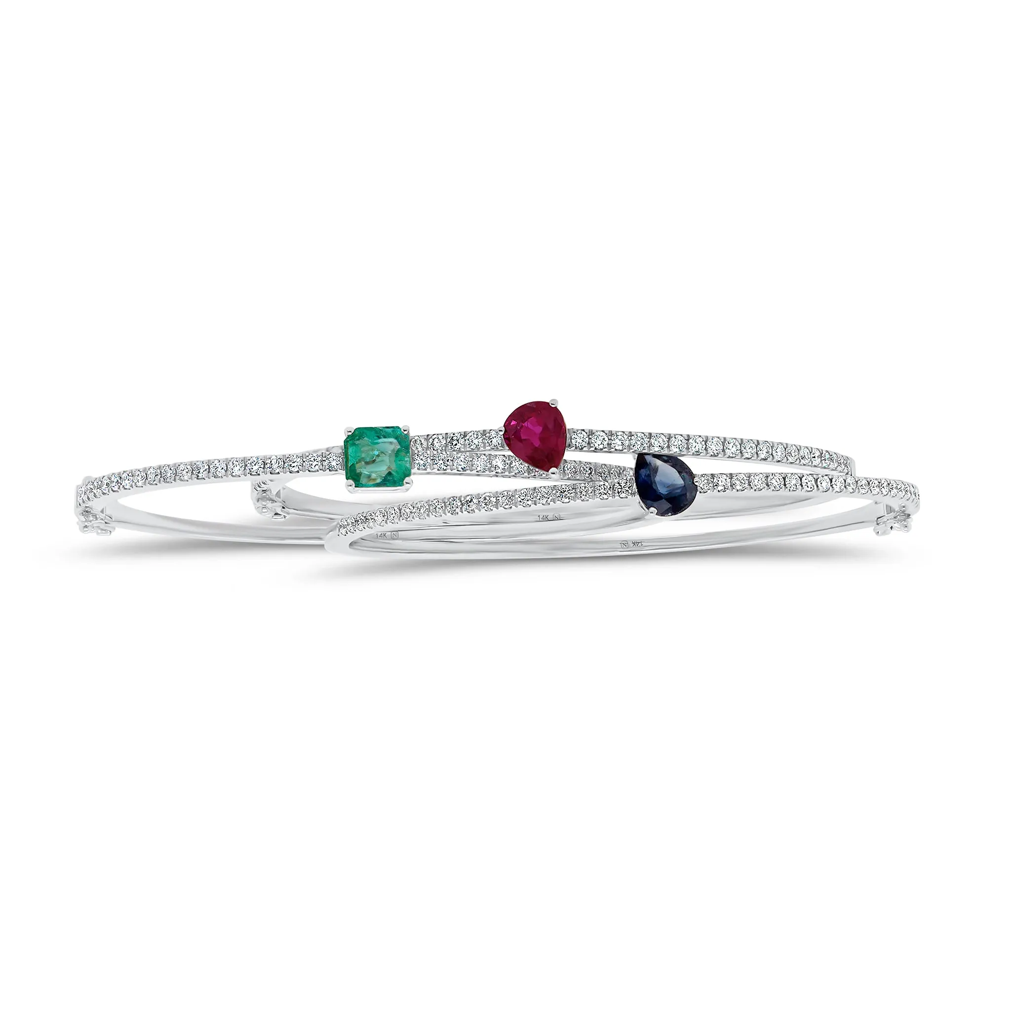 Pear-Shaped Ruby & Diamond Bangle Bracelet
