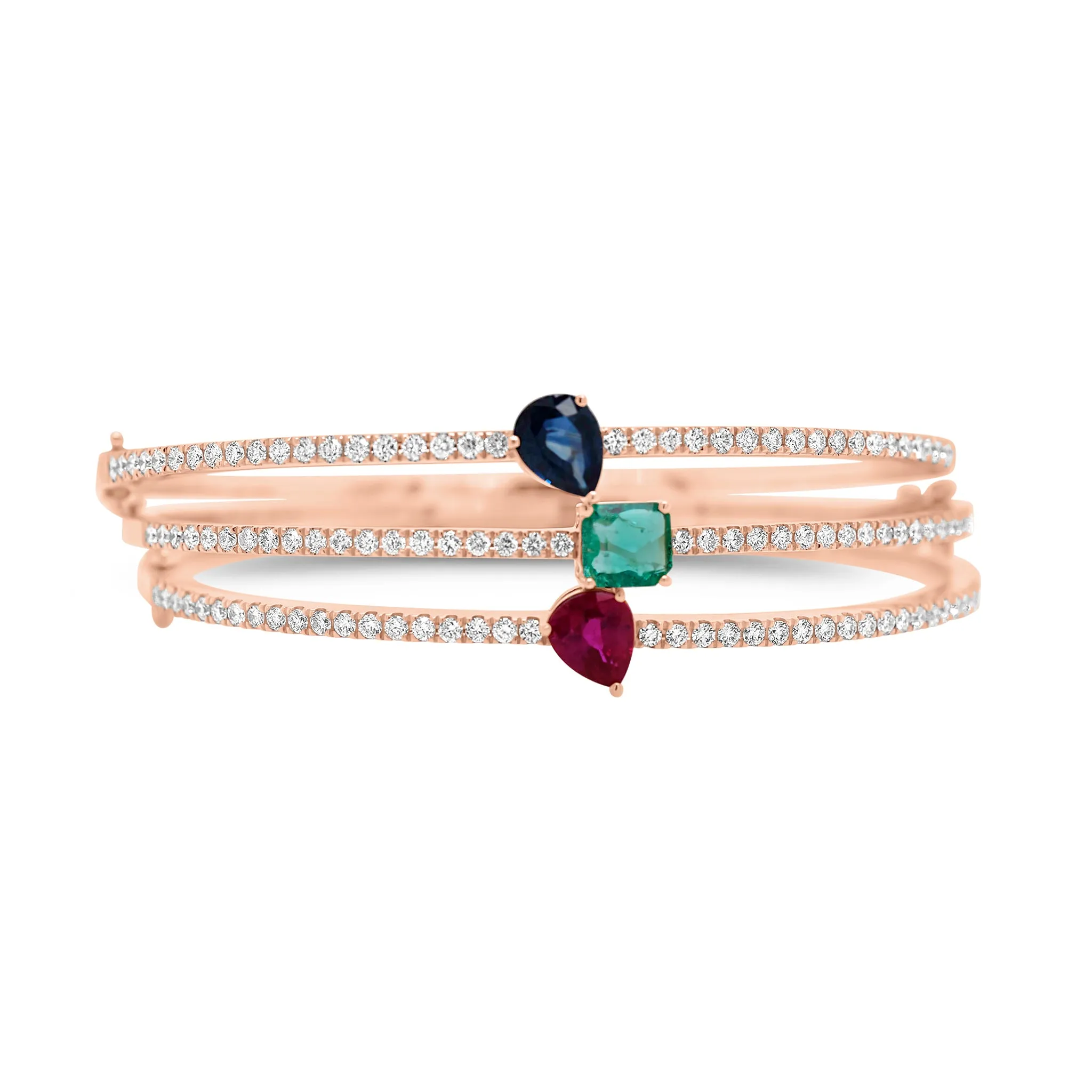 Pear-Shaped Ruby & Diamond Bangle Bracelet