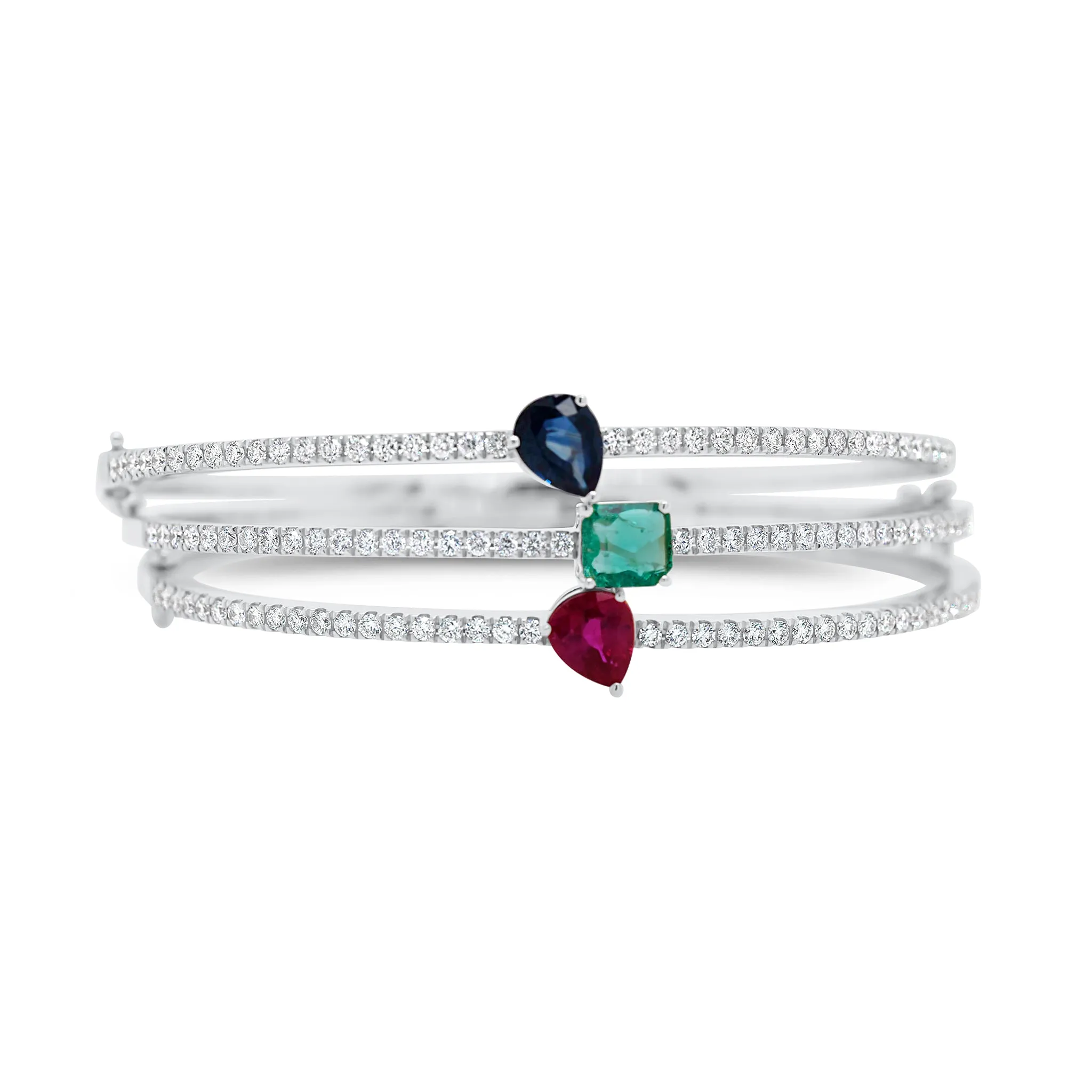 Pear-Shaped Ruby & Diamond Bangle Bracelet