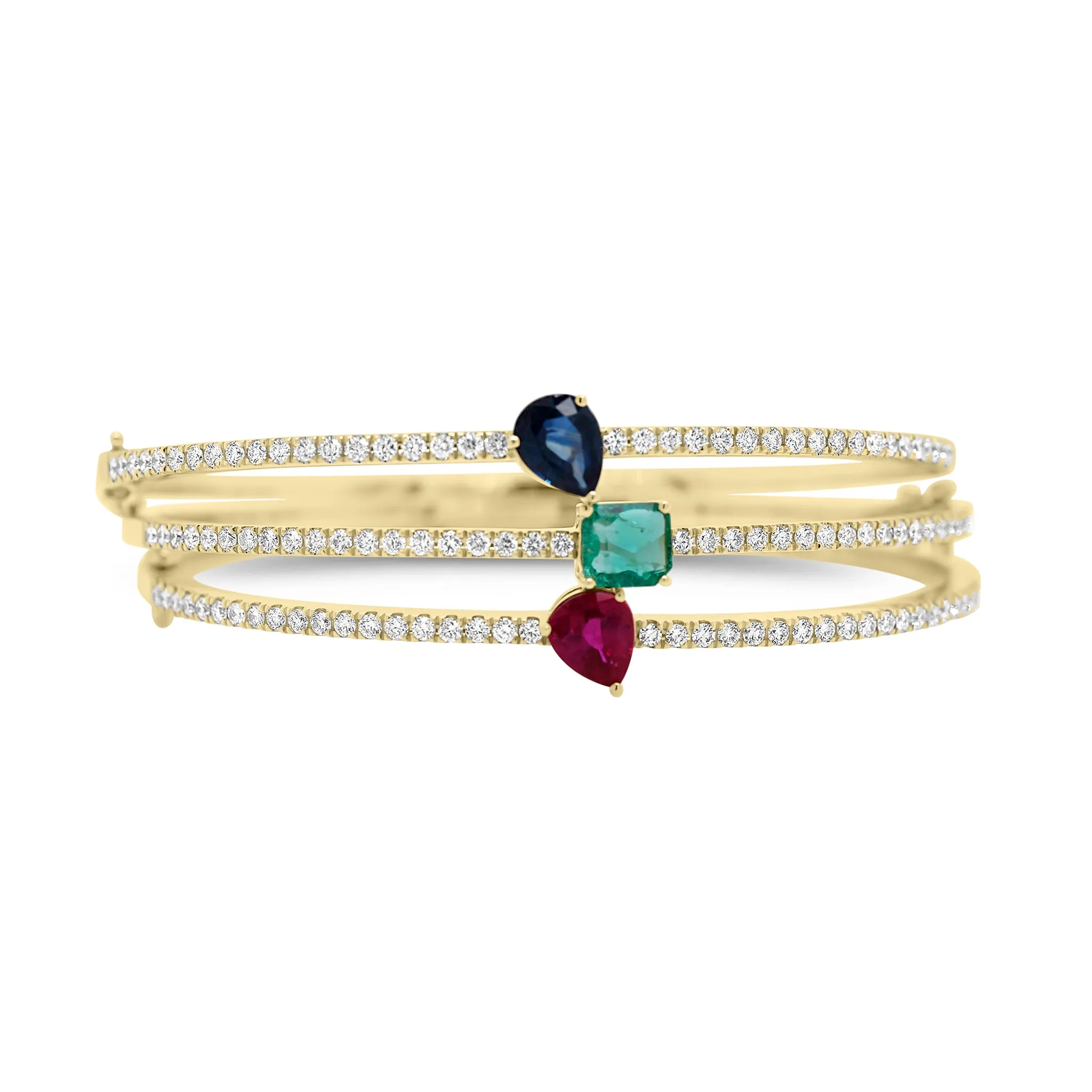 Pear-Shaped Ruby & Diamond Bangle Bracelet