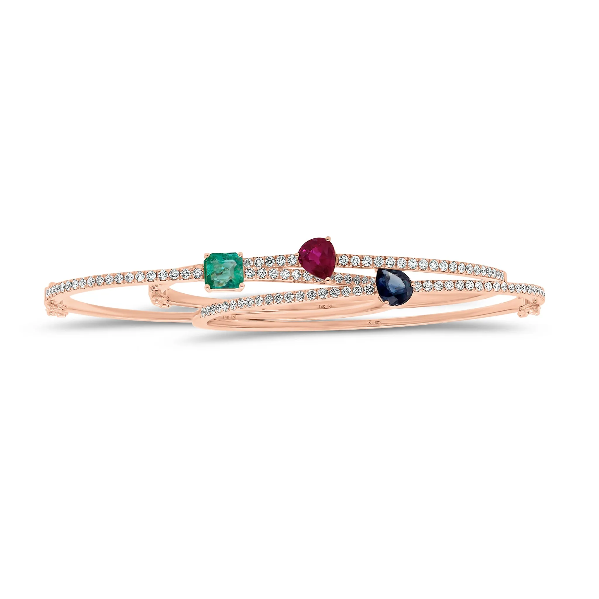 Pear-Shaped Ruby & Diamond Bangle Bracelet