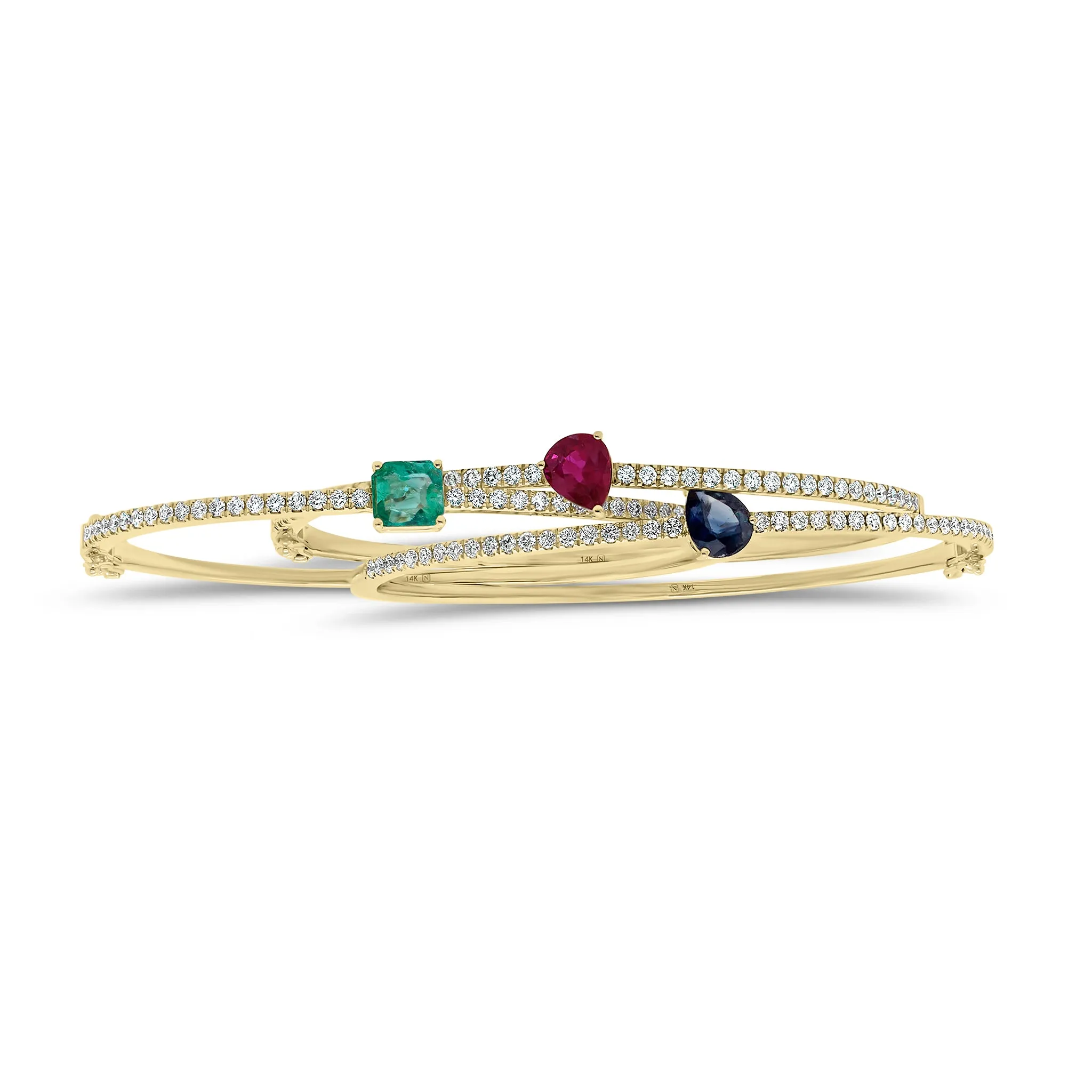 Pear-Shaped Ruby & Diamond Bangle Bracelet