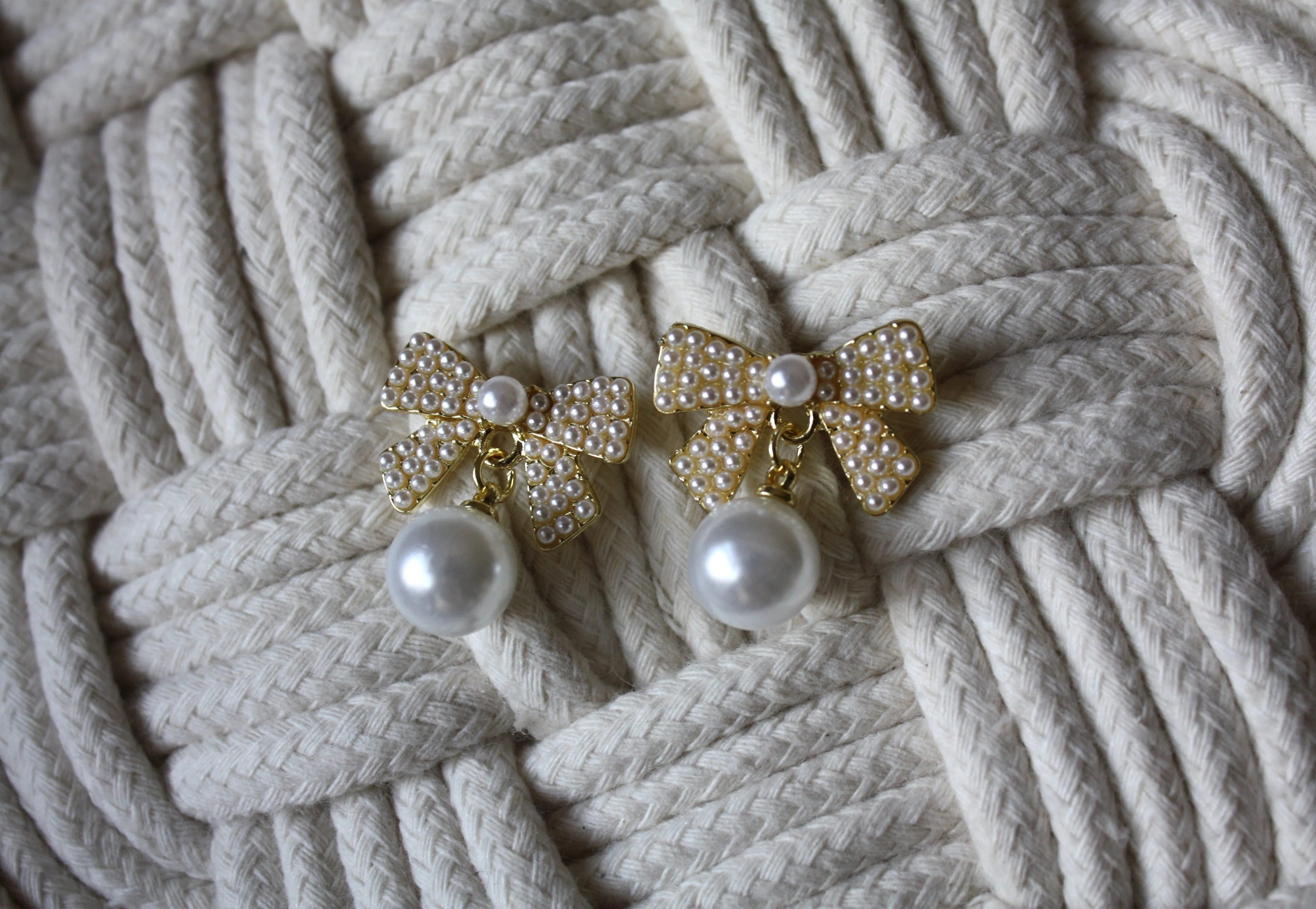Pearl Bow Earrings