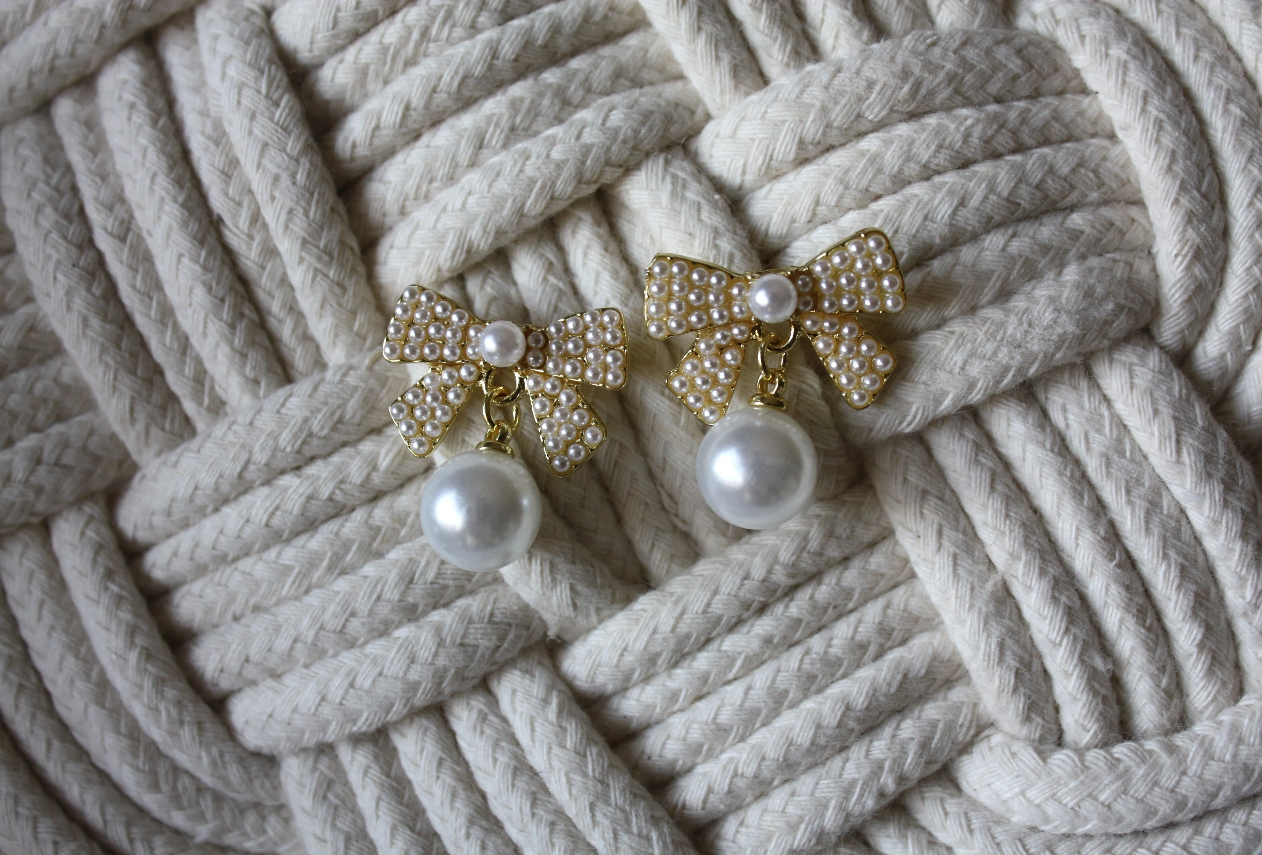 Pearl Bow Earrings