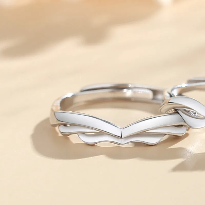 Personalized Angel Wings Couple Promise Rings Set