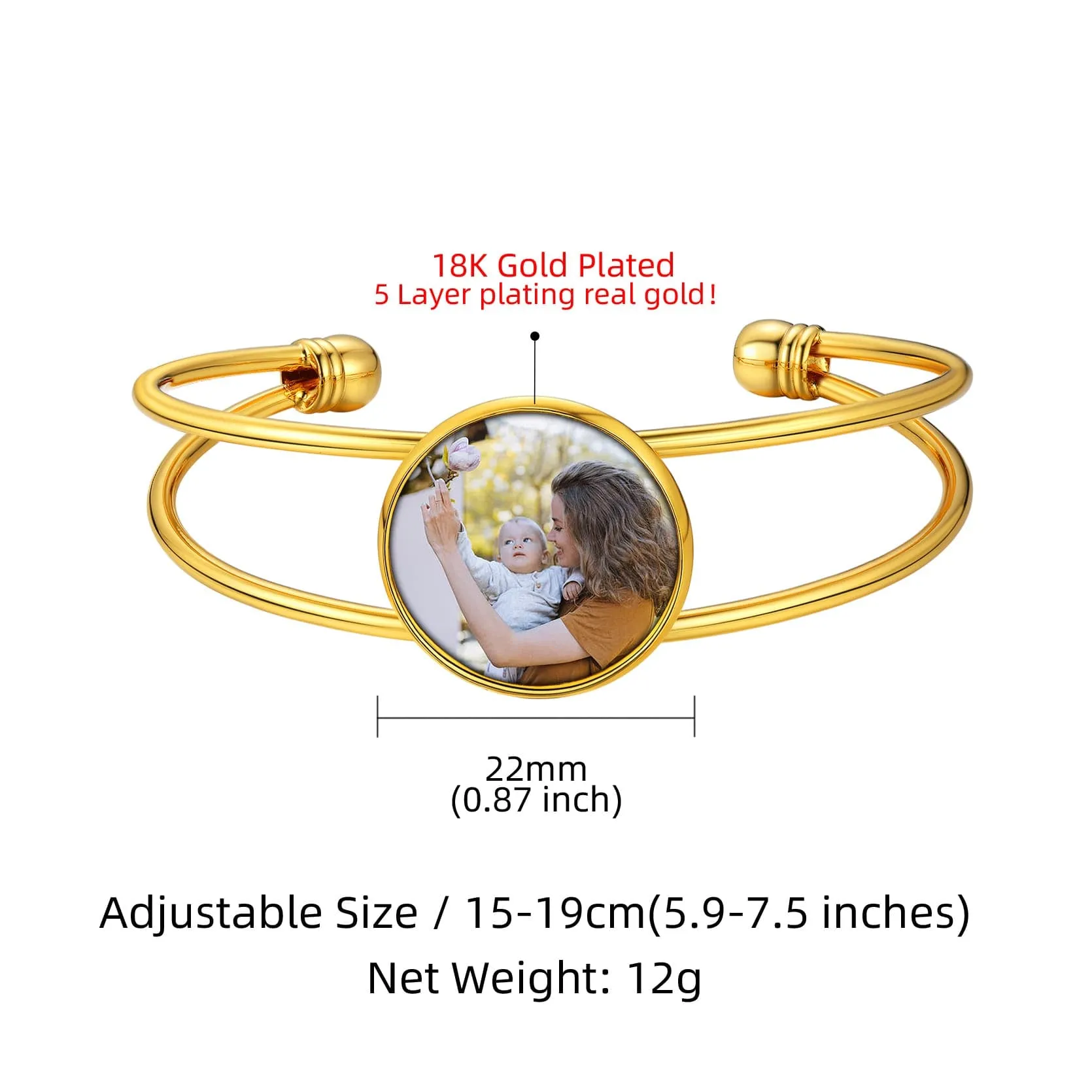 Personalized Photo Cuff Bracelets for Women