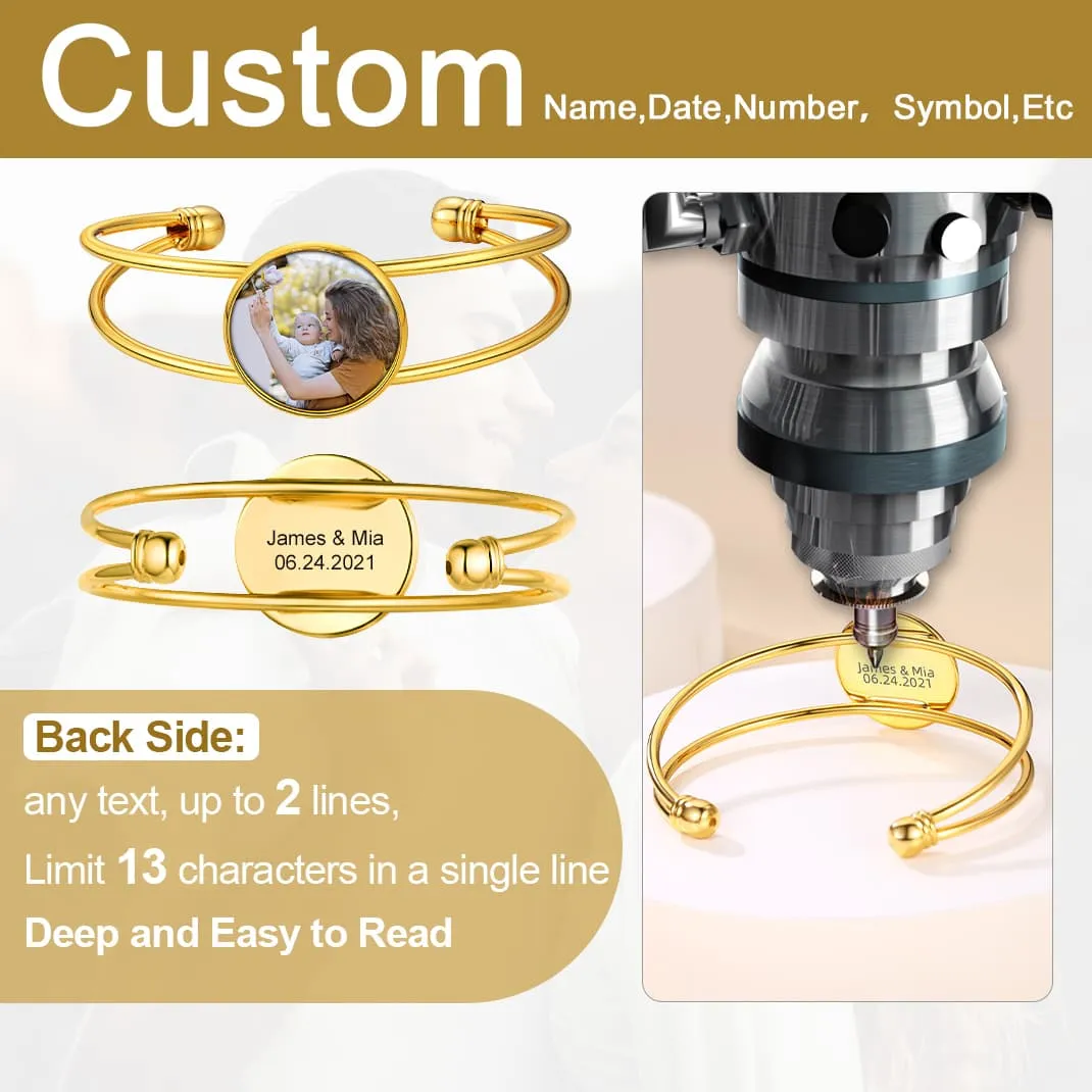 Personalized Photo Cuff Bracelets for Women