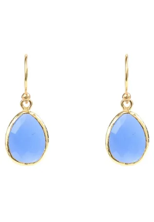 Petite Drop Earrings in Dark Blue Chalcedony and Dipped in Gold
