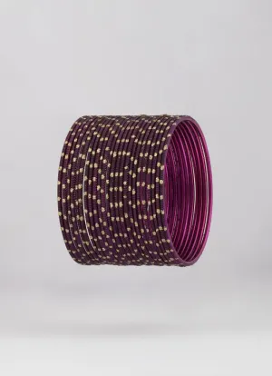 Plum Glitter Spot Bangle Set
