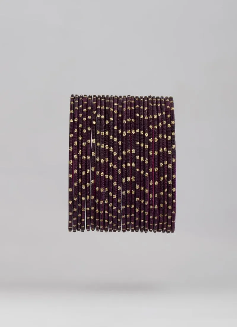 Plum Glitter Spot Bangle Set