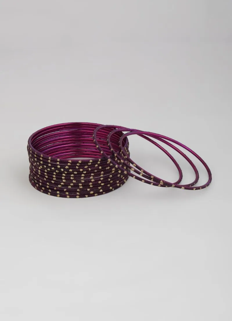 Plum Glitter Spot Bangle Set