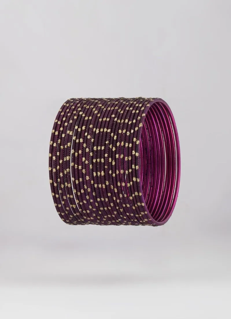 Plum Glitter Spot Bangle Set