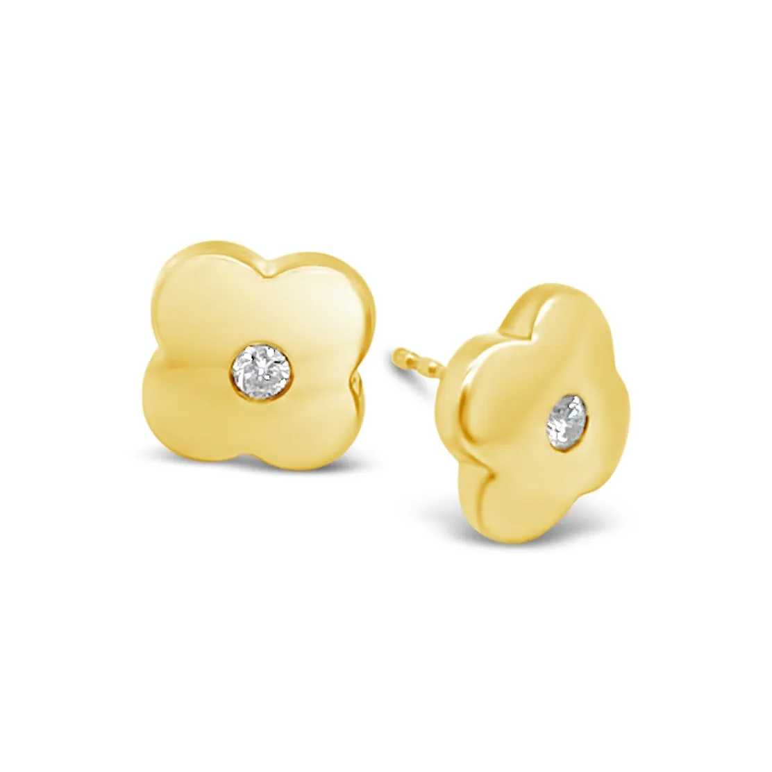 Quatrefoil Shaped 14kt YG & Diamond Earrings I.1837