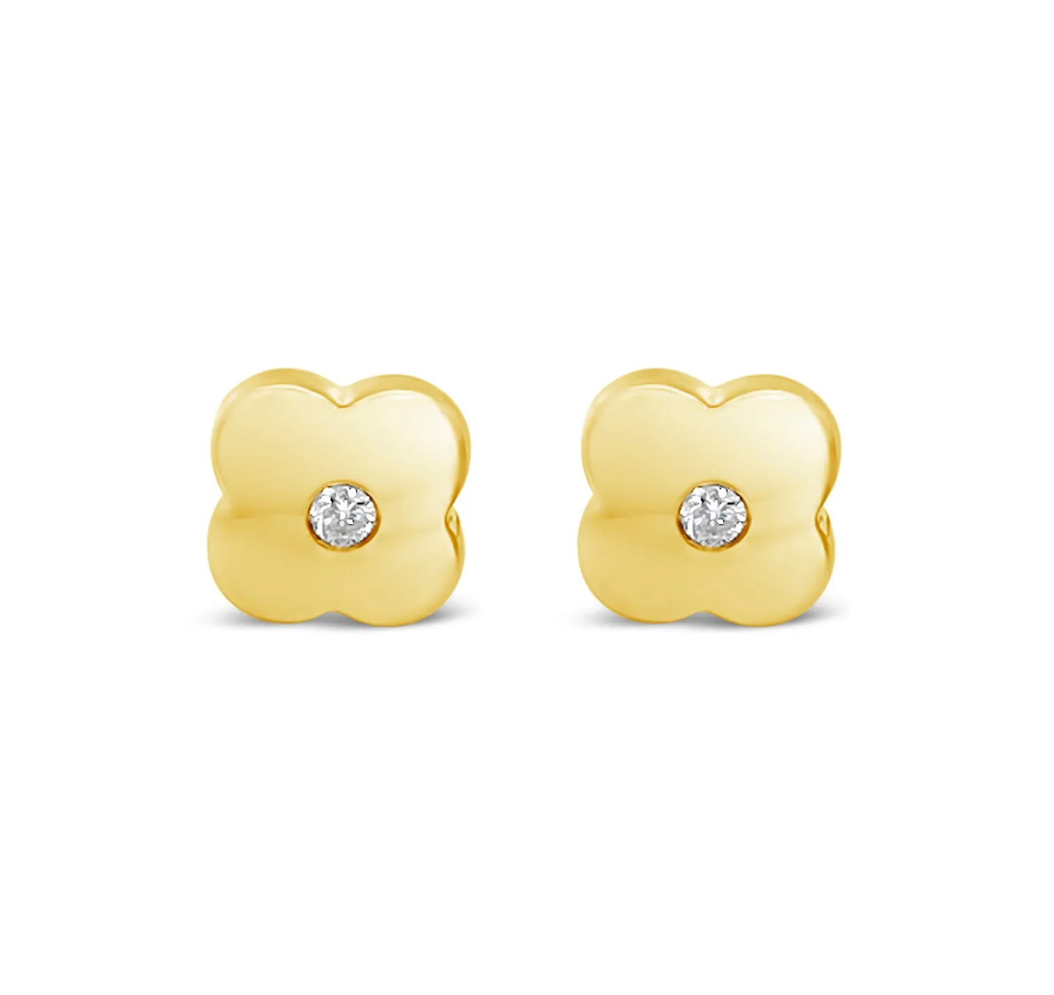 Quatrefoil Shaped 14kt YG & Diamond Earrings I.1837