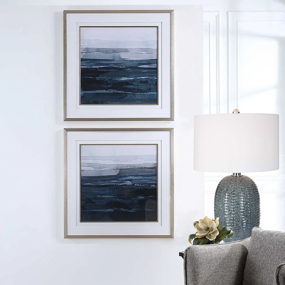 Rising Blue- Framed Prints- Set of 2