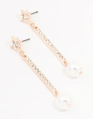 Rose Gold Celestial Pearl Drop Earrings