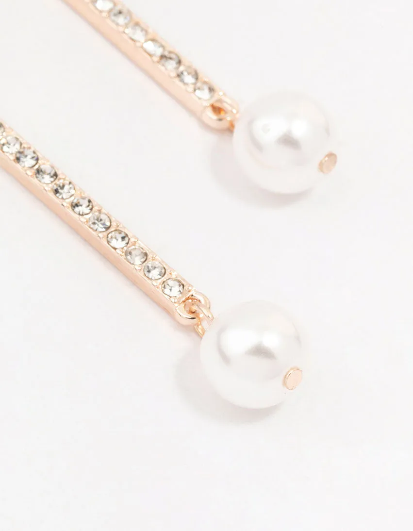 Rose Gold Celestial Pearl Drop Earrings