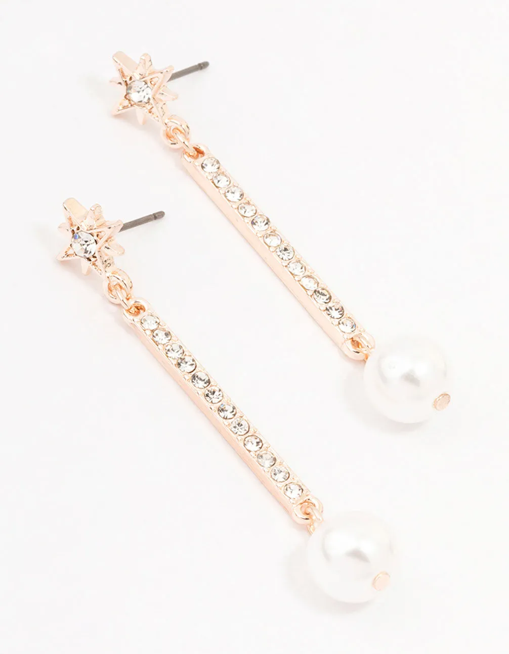 Rose Gold Celestial Pearl Drop Earrings
