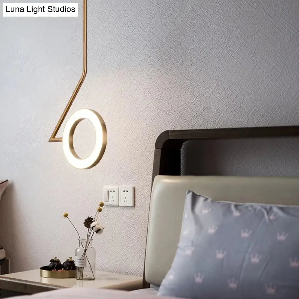 Rotatable Gold Loop Drop Pendant LED Hanging Light Kit, Stylish Iron with Zigzag Shaped Arm