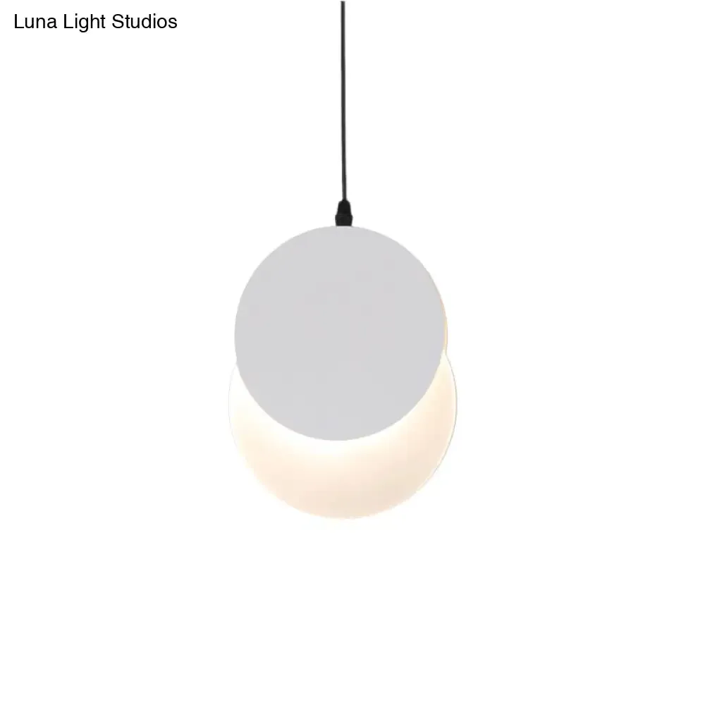 Rotatable LED Pendant Hanging Lamp with Acrylic Shade in Warm/White Light, 7"/11"W - Black/White Modern Design