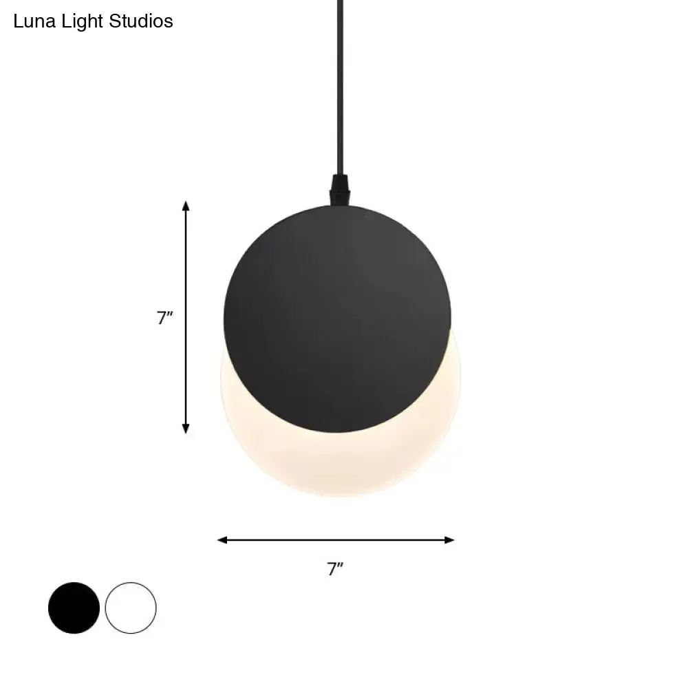 Rotatable LED Pendant Hanging Lamp with Acrylic Shade in Warm/White Light, 7"/11"W - Black/White Modern Design
