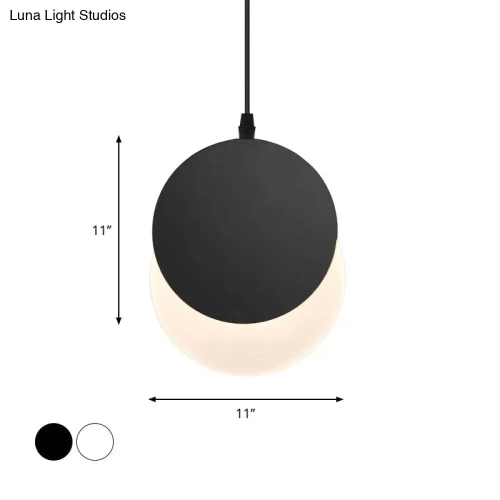 Rotatable LED Pendant Hanging Lamp with Acrylic Shade in Warm/White Light, 7"/11"W - Black/White Modern Design
