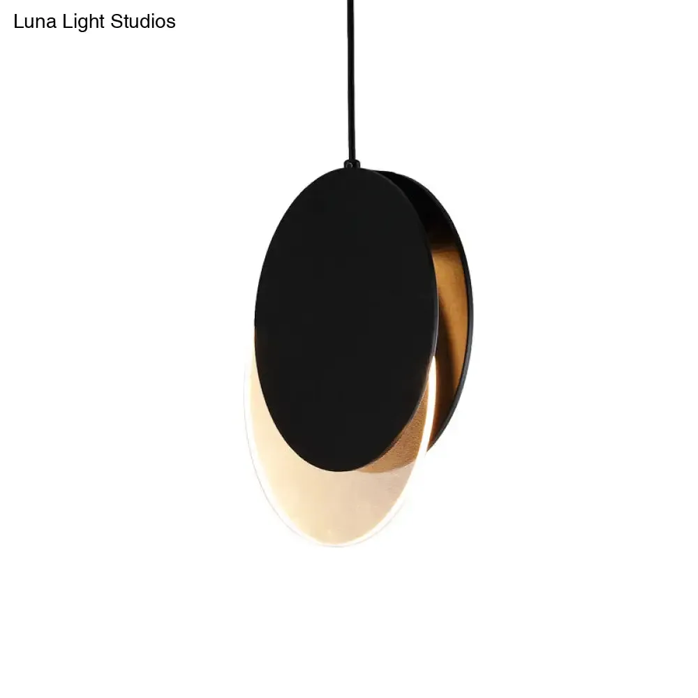 Rotatable LED Pendant Hanging Lamp with Acrylic Shade in Warm/White Light, 7"/11"W - Black/White Modern Design