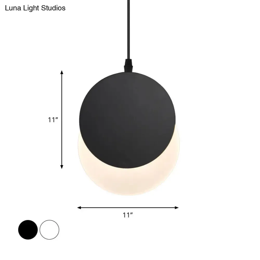 Rotatable LED Pendant Hanging Lamp with Acrylic Shade in Warm/White Light, 7"/11"W - Black/White Modern Design