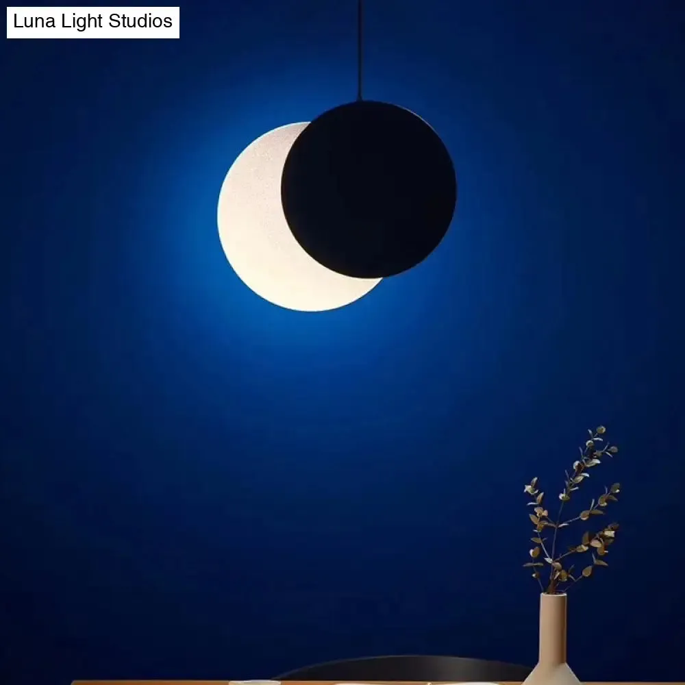 Rotatable LED Pendant Hanging Lamp with Acrylic Shade in Warm/White Light, 7"/11"W - Black/White Modern Design