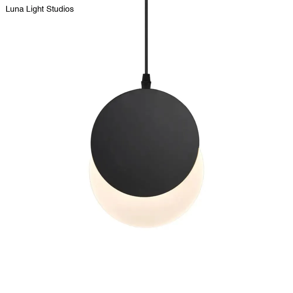 Rotatable LED Pendant Hanging Lamp with Acrylic Shade in Warm/White Light, 7"/11"W - Black/White Modern Design