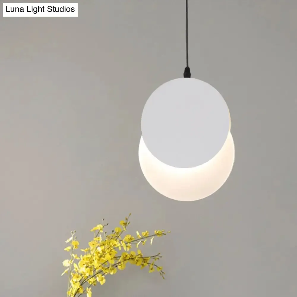 Rotatable LED Pendant Hanging Lamp with Acrylic Shade in Warm/White Light, 7"/11"W - Black/White Modern Design