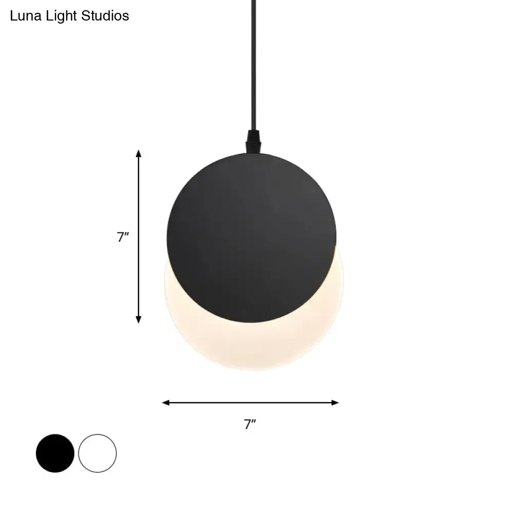 Rotatable LED Pendant Hanging Lamp with Acrylic Shade in Warm/White Light, 7"/11"W - Black/White Modern Design