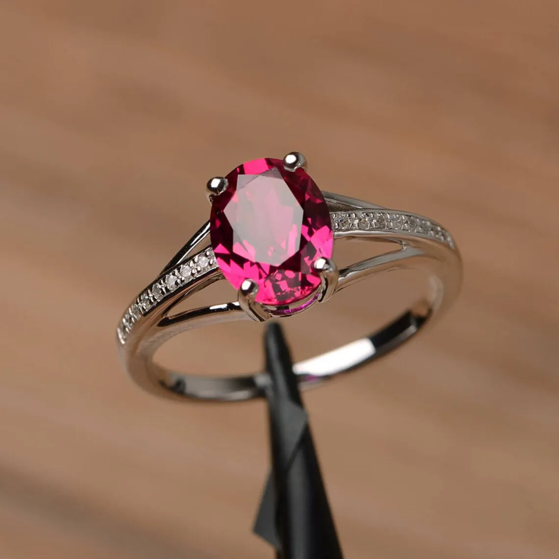 Ruby Unique Promise Rings - 925 Sterling Silver Ring