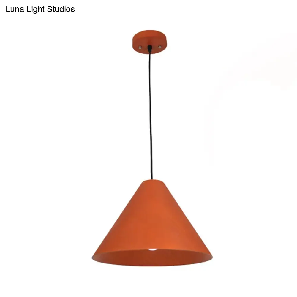 Rustic Red/Beige Hanging Lamp with Conic Wood Shade - 10"/13" Wide