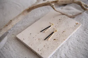 Seed Bead and Gold Plated Bar Drop Earrings