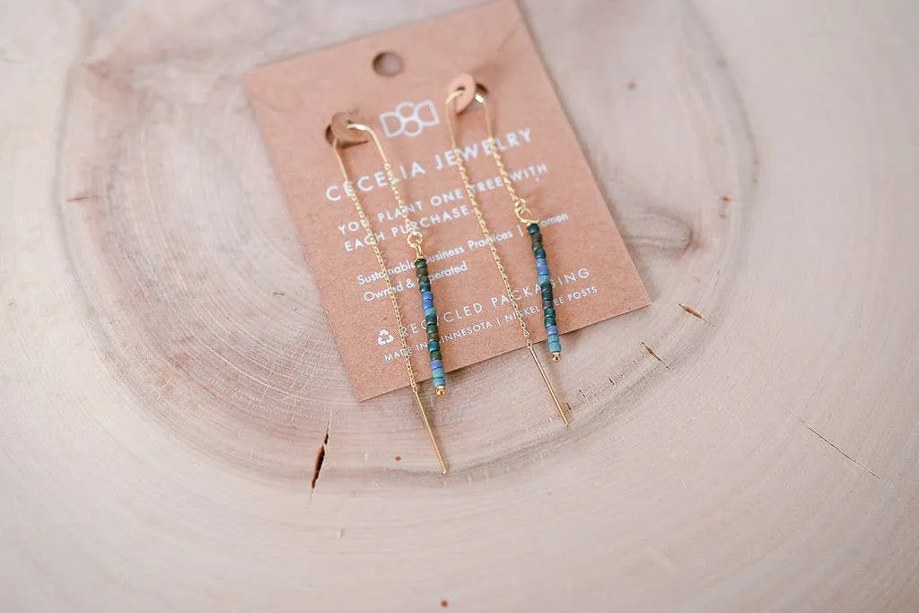 Seed Bead and Gold Plated Threader Earrings